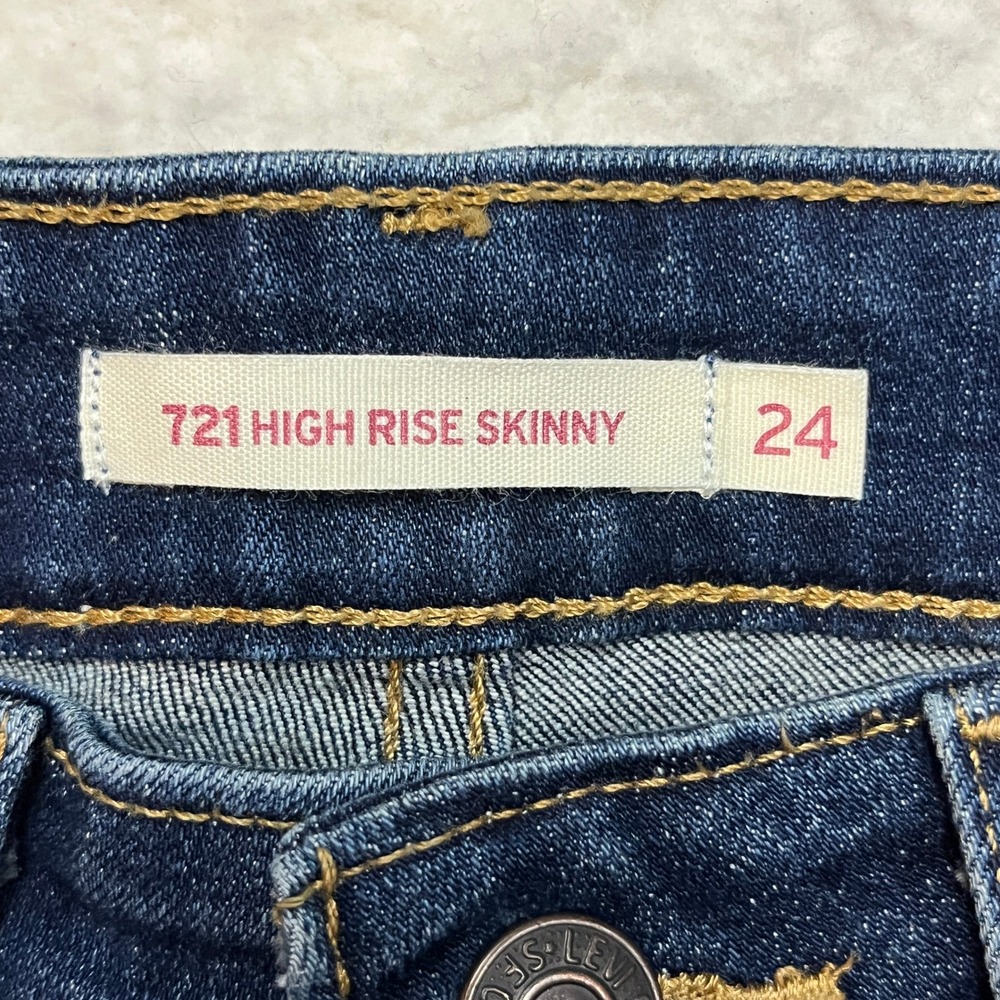 Levi Strauss Jeans Womens 24 Blue 721 High Rise Skinny Dark Wash Stretch Denim - Picture 6 of 11